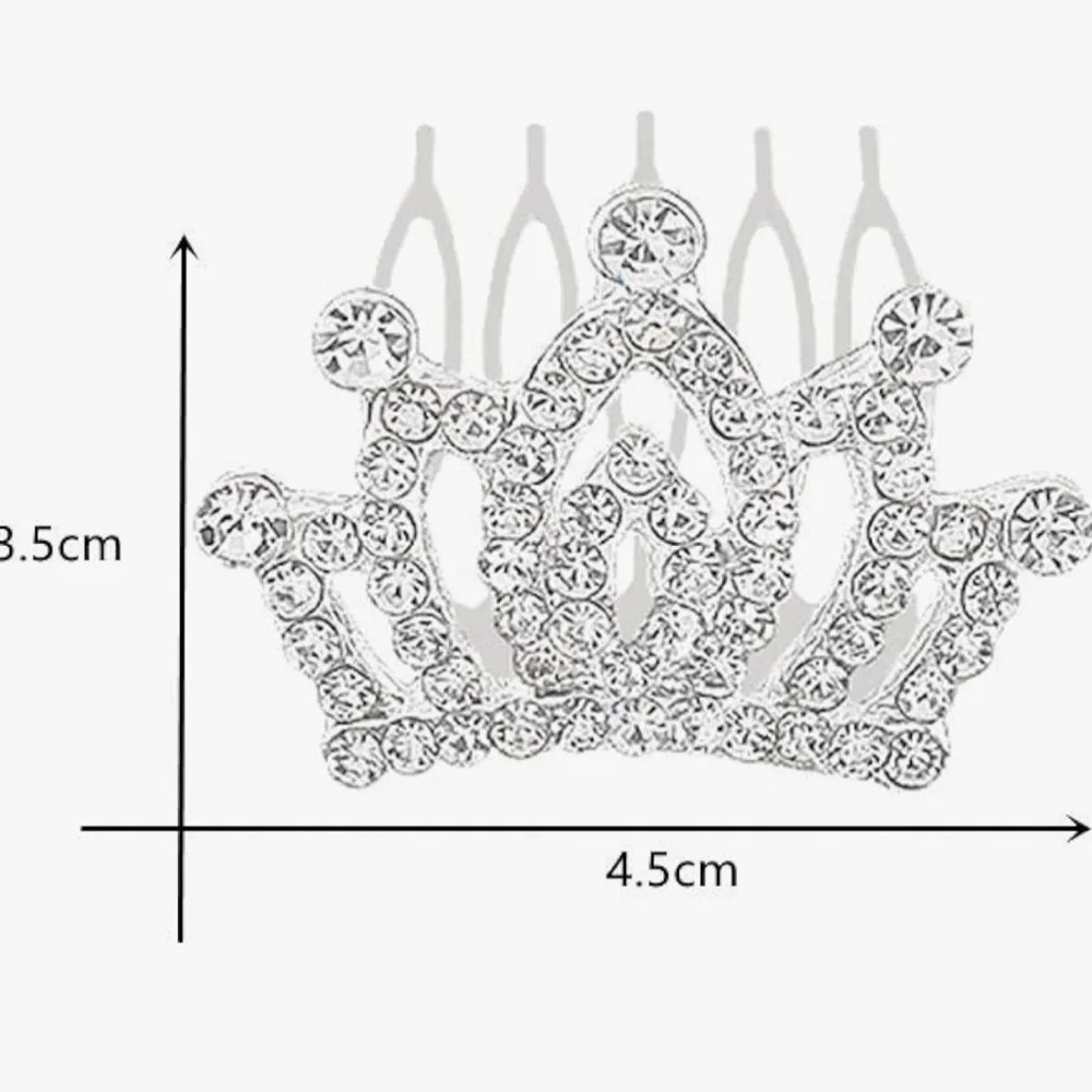 Girls Princess Crown Rhinestone Tiara Hair 2 piece Comb Crystals NEW 3 for $20